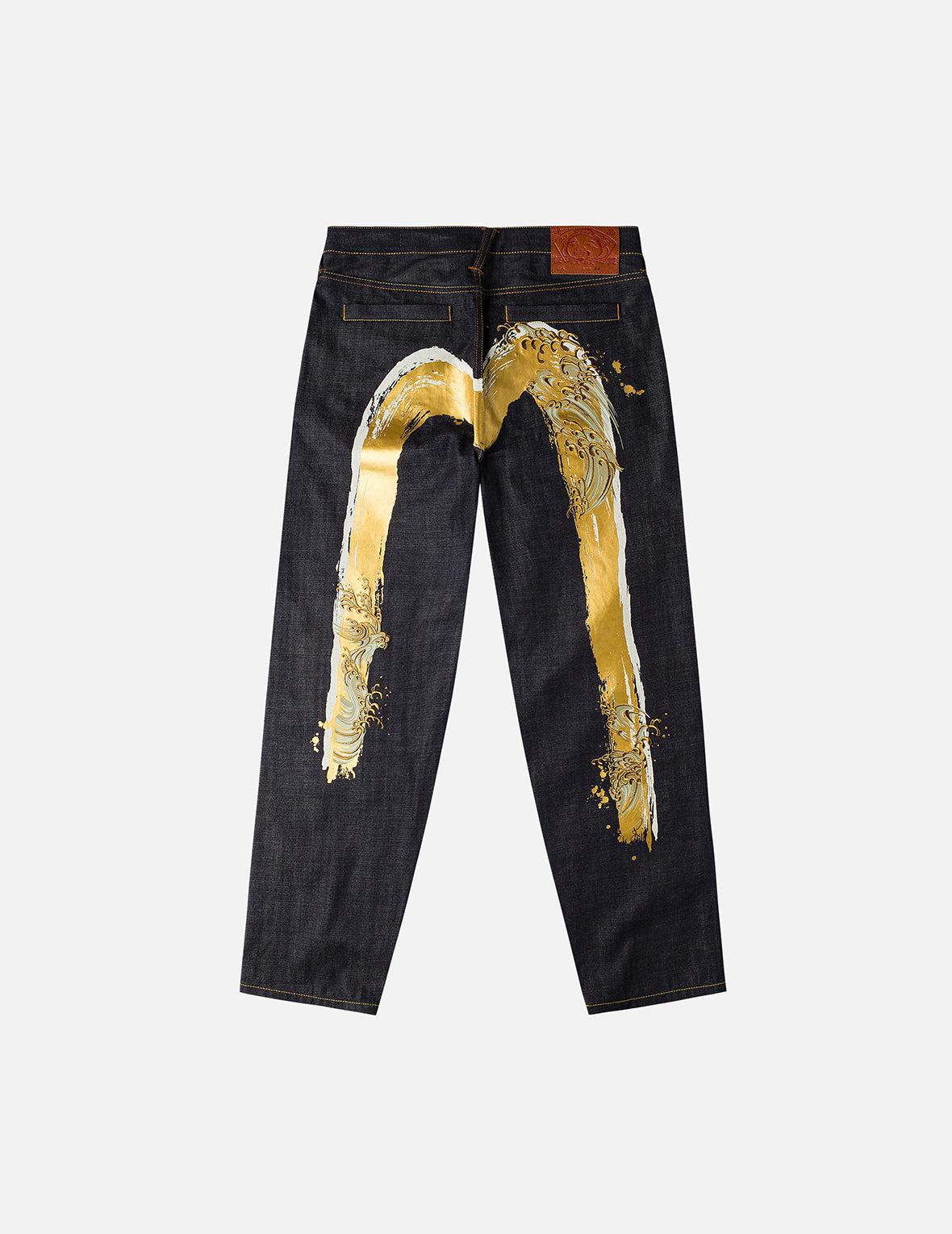 Handbrush Daicock Print with Wave Embroidery Relax Fit Jeans